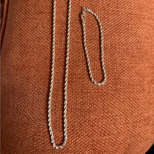 Silver Rope Chain Necklace and Bracelet Set
